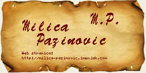 Milica Pažinović vizit kartica